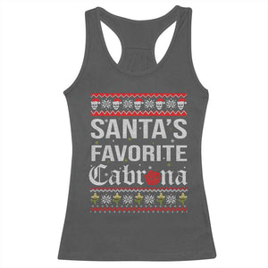 Funny Mexican Ugly Christmas Racerback Tank Top Santa's Favorite Cabrona Xmas Party Gift TS02 Dark Heather Print Your Wear