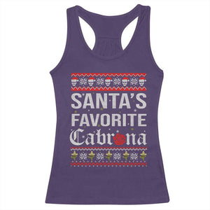 Funny Mexican Ugly Christmas Racerback Tank Top Santa's Favorite Cabrona Xmas Party Gift TS02 Purple Print Your Wear