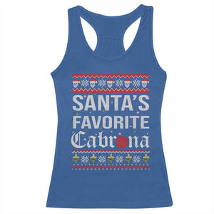 Funny Mexican Ugly Christmas Racerback Tank Top Santa's Favorite Cabrona Xmas Party Gift TS02 Royal Blue Print Your Wear