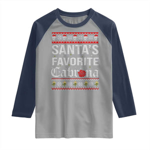 Funny Mexican Ugly Christmas Raglan Shirt Santa's Favorite Cabrona Xmas Party Gift TS02 Sport Gray Navy Print Your Wear