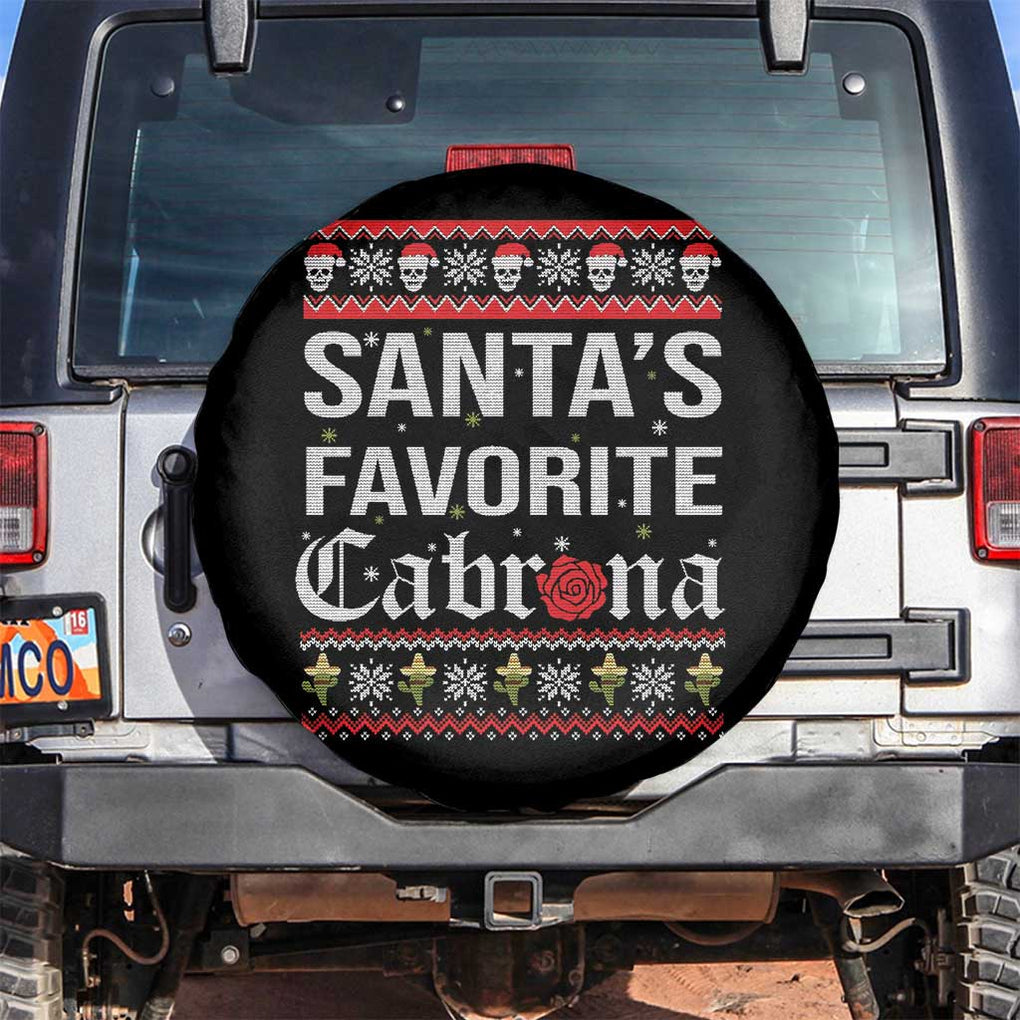 Funny Mexican Ugly Christmas Spare Tire Cover Santa's Favorite Cabrona Xmas Party Gift TS02 No hole Black Print Your Wear