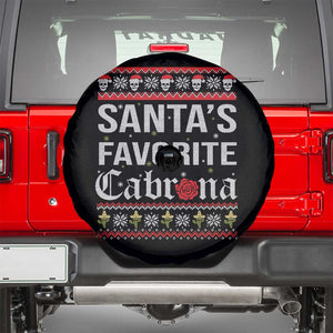 Funny Mexican Ugly Christmas Spare Tire Cover Santa's Favorite Cabrona Xmas Party Gift TS02 Black Print Your Wear