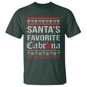 Funny Mexican Ugly Christmas T Shirt Santa's Favorite Cabrona Xmas Party Gift TS02 Dark Forest Green Print Your Wear