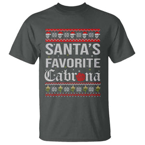 Funny Mexican Ugly Christmas T Shirt Santa's Favorite Cabrona Xmas Party Gift TS02 Dark Heather Print Your Wear