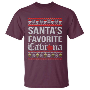 Funny Mexican Ugly Christmas T Shirt Santa's Favorite Cabrona Xmas Party Gift TS02 Maroon Print Your Wear