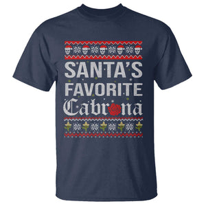 Funny Mexican Ugly Christmas T Shirt Santa's Favorite Cabrona Xmas Party Gift TS02 Navy Print Your Wear