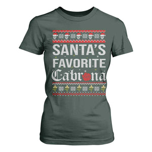 Funny Mexican Ugly Christmas T Shirt For Women Santa's Favorite Cabrona Xmas Party Gift TS02 Dark Forest Green Print Your Wear