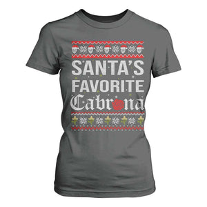 Funny Mexican Ugly Christmas T Shirt For Women Santa's Favorite Cabrona Xmas Party Gift TS02 Dark Heather Print Your Wear