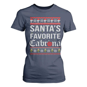 Funny Mexican Ugly Christmas T Shirt For Women Santa's Favorite Cabrona Xmas Party Gift TS02 Navy Print Your Wear