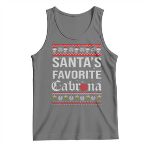 Funny Mexican Ugly Christmas Tank Top Santa's Favorite Cabrona Xmas Party Gift TS02 Black Heather Print Your Wear