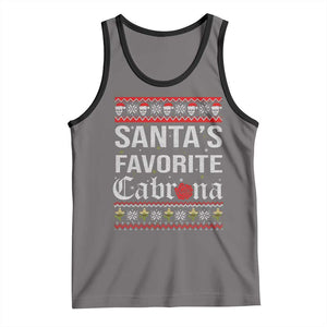 Funny Mexican Ugly Christmas Tank Top Santa's Favorite Cabrona Xmas Party Gift TS02 Deep Heather Black Print Your Wear