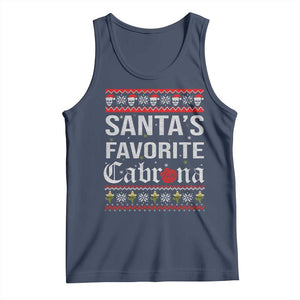 Funny Mexican Ugly Christmas Tank Top Santa's Favorite Cabrona Xmas Party Gift TS02 Navy Print Your Wear