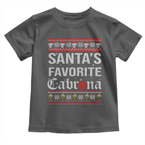 Funny Mexican Ugly Christmas Toddler T Shirt Santa's Favorite Cabrona Xmas Party Gift TS02 Dark Heather Print Your Wear