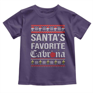 Funny Mexican Ugly Christmas Toddler T Shirt Santa's Favorite Cabrona Xmas Party Gift TS02 Purple Print Your Wear