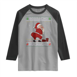 Funny Drunk Mexican Santa Raglan Shirt Borracho Pero Buen Muchacho Good Guy in Spanish TS02 Sport Gray Black Print Your Wear