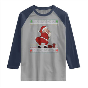 Funny Drunk Mexican Santa Raglan Shirt Borracho Pero Buen Muchacho Good Guy in Spanish TS02 Sport Gray Navy Print Your Wear