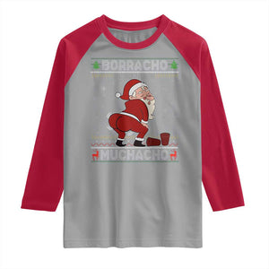 Funny Drunk Mexican Santa Raglan Shirt Borracho Pero Buen Muchacho Good Guy in Spanish TS02 Sport Gray Red Print Your Wear