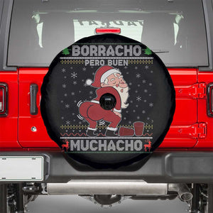 Funny Drunk Mexican Santa Spare Tire Cover Borracho Pero Buen Muchacho Good Guy in Spanish TS02 Black Print Your Wear