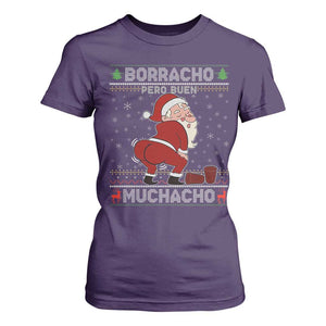 Funny Drunk Mexican Santa T Shirt For Women Borracho Pero Buen Muchacho Good Guy in Spanish TS02 Purple Print Your Wear