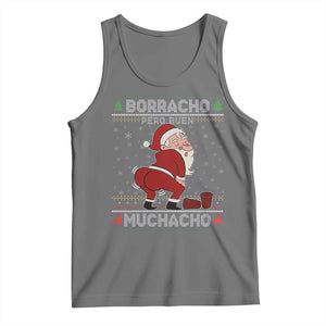 Funny Drunk Mexican Santa Tank Top Borracho Pero Buen Muchacho Good Guy in Spanish TS02 Black Heather Print Your Wear