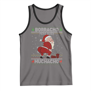 Funny Drunk Mexican Santa Tank Top Borracho Pero Buen Muchacho Good Guy in Spanish TS02 Deep Heather Black Print Your Wear