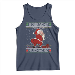 Funny Drunk Mexican Santa Tank Top Borracho Pero Buen Muchacho Good Guy in Spanish TS02 Navy Print Your Wear