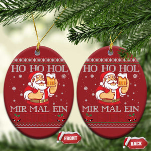 Funny Mexican Santa Drinking Christmas Ornament Ho Ho Hol Mir Mal Ein Bier Hold Me A Beer Xmas Party TS02 Oval Red Print Your Wear