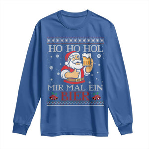 Funny Mexican Santa Drinking Long Sleeve Shirt Ho Ho Hol Mir Mal Ein Bier Hold Me A Beer Xmas Party TS02 Royal Blue Print Your Wear