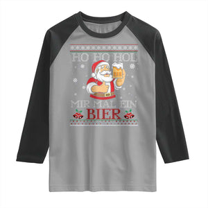 Funny Mexican Santa Drinking Raglan Shirt Ho Ho Hol Mir Mal Ein Bier Hold Me A Beer Xmas Party TS02 Sport Gray Black Print Your Wear