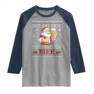 Funny Mexican Santa Drinking Raglan Shirt Ho Ho Hol Mir Mal Ein Bier Hold Me A Beer Xmas Party TS02 Sport Gray Navy Print Your Wear