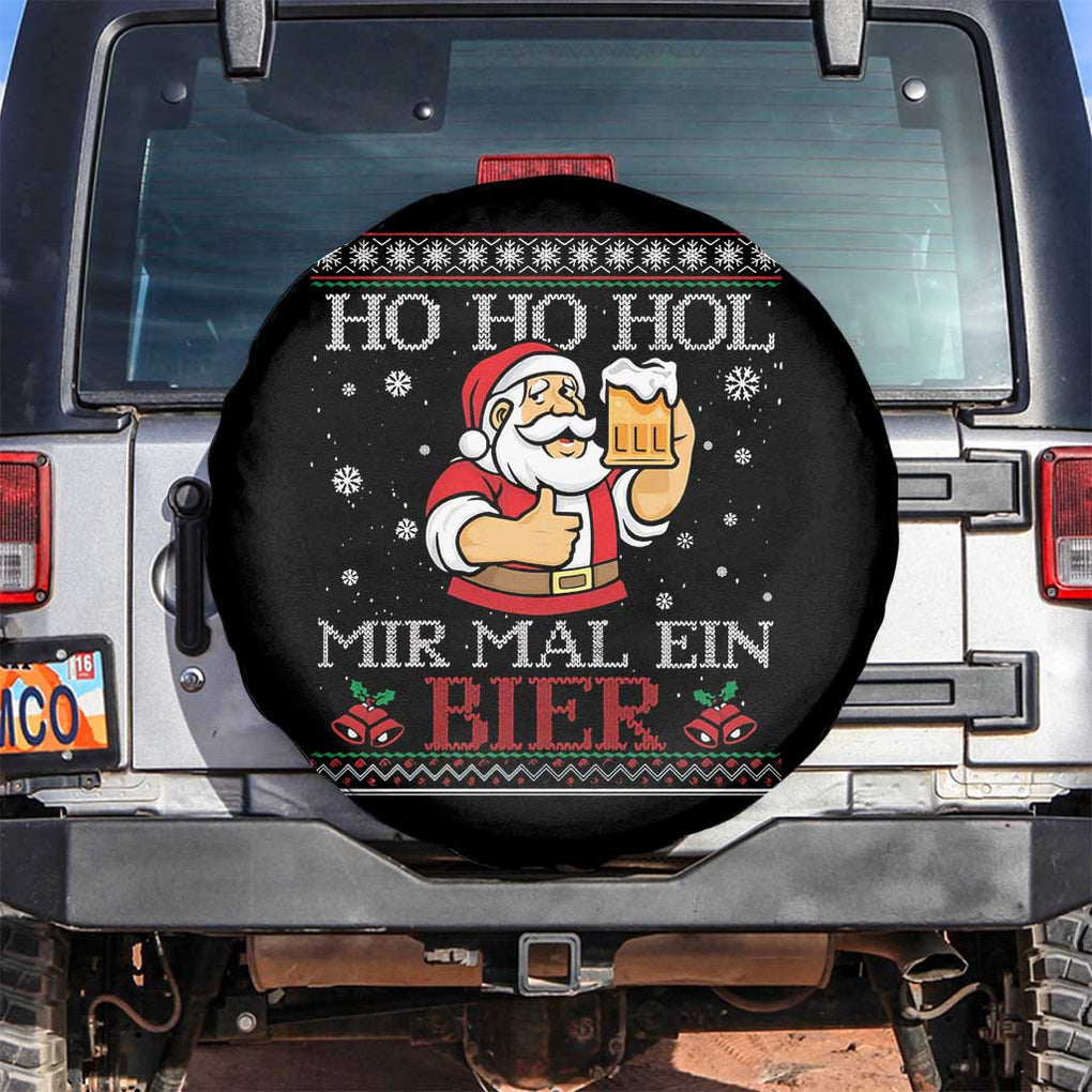 Funny Mexican Santa Drinking Spare Tire Cover Ho Ho Hol Mir Mal Ein Bier Hold Me A Beer Xmas Party TS02 No hole Black Print Your Wear