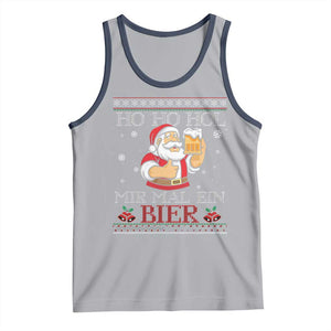 Funny Mexican Santa Drinking Tank Top Ho Ho Hol Mir Mal Ein Bier Hold Me A Beer Xmas Party TS02 Athletic Heather Navy Print Your Wear