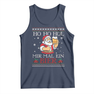 Funny Mexican Santa Drinking Tank Top Ho Ho Hol Mir Mal Ein Bier Hold Me A Beer Xmas Party TS02 Navy Print Your Wear