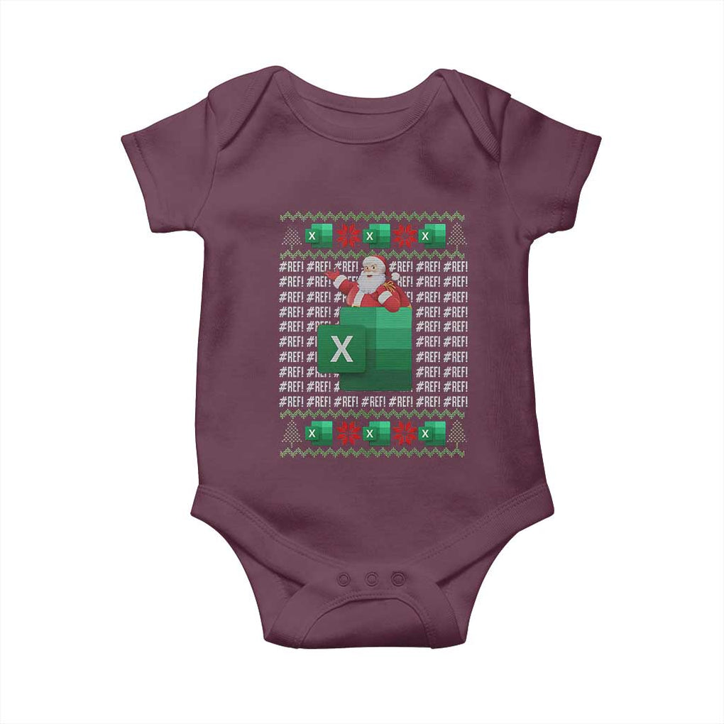 Funny Christmas Accountant Baby Onesie Excel REF Error Spreadsheet Santa Gift TS02 Maroon Print Your Wear