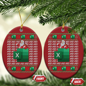 Funny Xmas Accountant Christmas Ornament Excel REF Error Spreadsheet Santa Gift TS02 Oval Red Print Your Wear