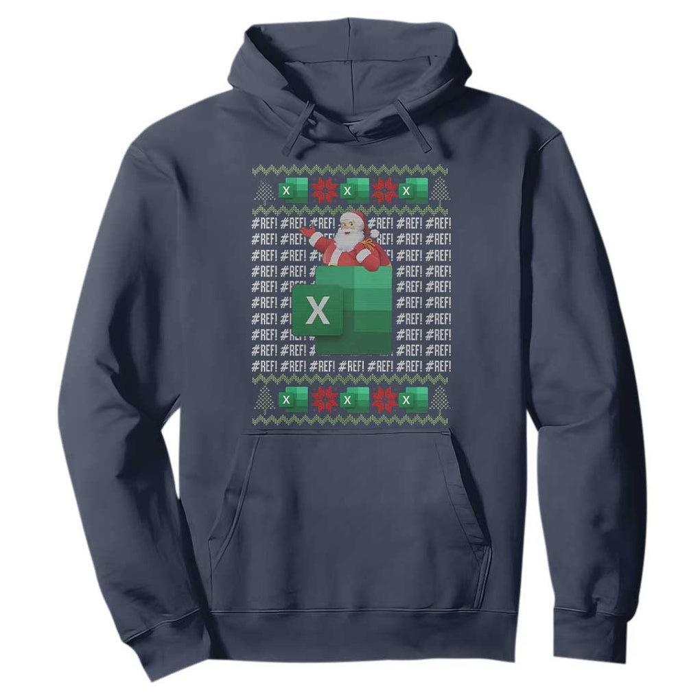 Funny Christmas Accountant Hoodie Excel REF Error Spreadsheet Santa Gift TS02 Navy Print Your Wear