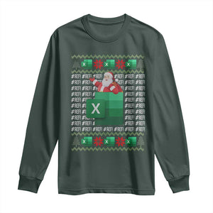 Funny Christmas Accountant Long Sleeve Shirt Excel REF Error Spreadsheet Santa Gift TS02 Dark Forest Green Print Your Wear