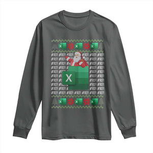 Funny Christmas Accountant Long Sleeve Shirt Excel REF Error Spreadsheet Santa Gift TS02 Dark Heather Print Your Wear