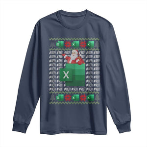 Funny Christmas Accountant Long Sleeve Shirt Excel REF Error Spreadsheet Santa Gift TS02 Navy Print Your Wear