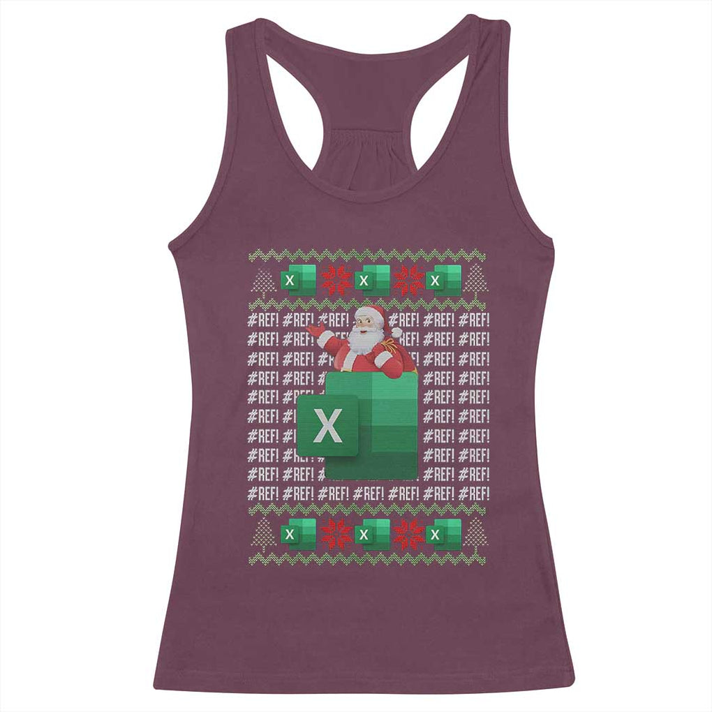 Funny Christmas Accountant Racerback Tank Top Excel REF Error Spreadsheet Santa Gift TS02 Maroon Print Your Wear
