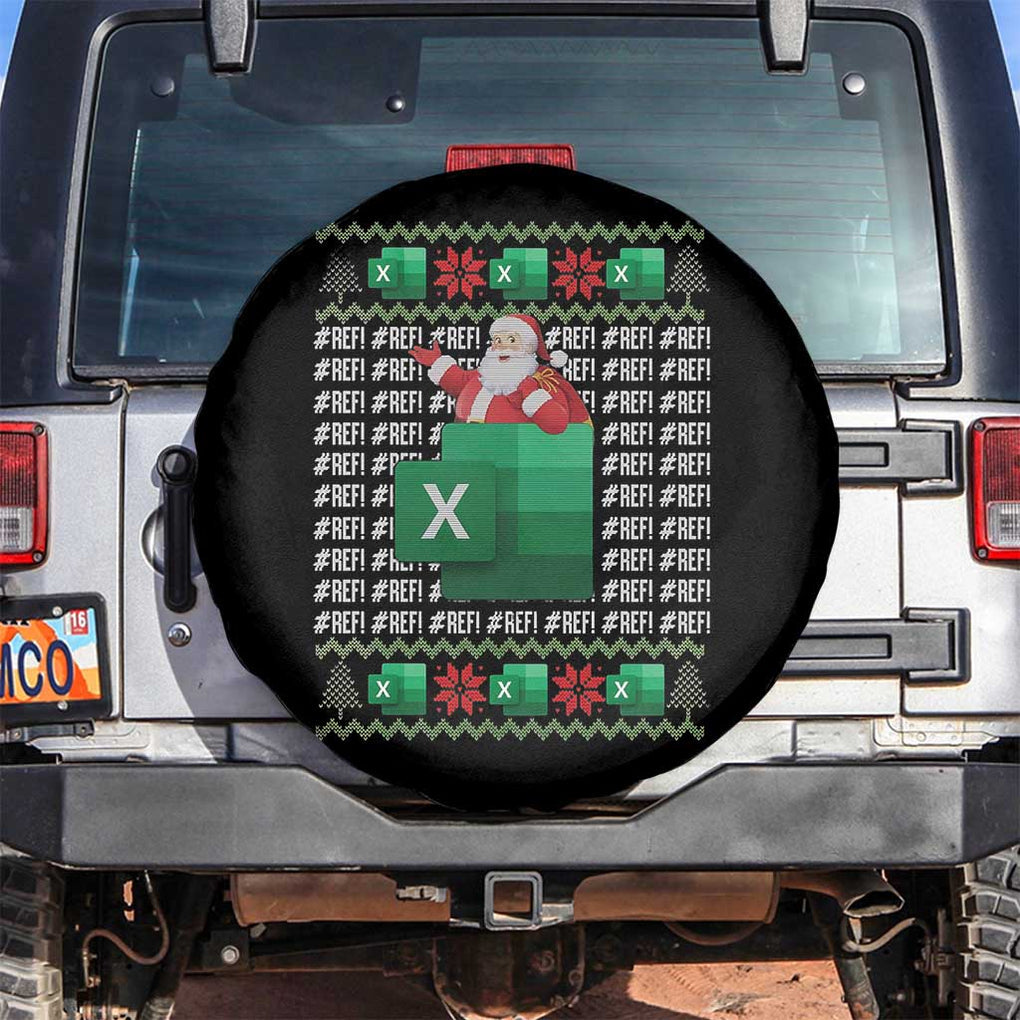 Funny Christmas Accountant Spare Tire Cover Excel REF Error Spreadsheet Santa Gift TS02 No hole Black Print Your Wear