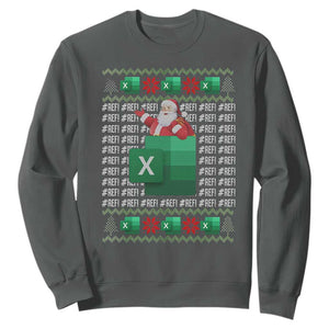 Funny Christmas Accountant Sweatshirt Excel REF Error Spreadsheet Santa Gift TS02 Dark Heather Print Your Wear
