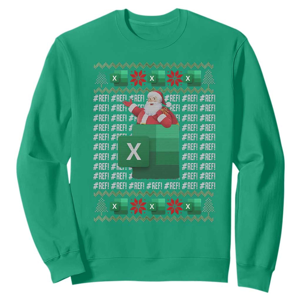 Funny Christmas Accountant Sweatshirt Excel REF Error Spreadsheet Santa Gift TS02 Irish Green Print Your Wear
