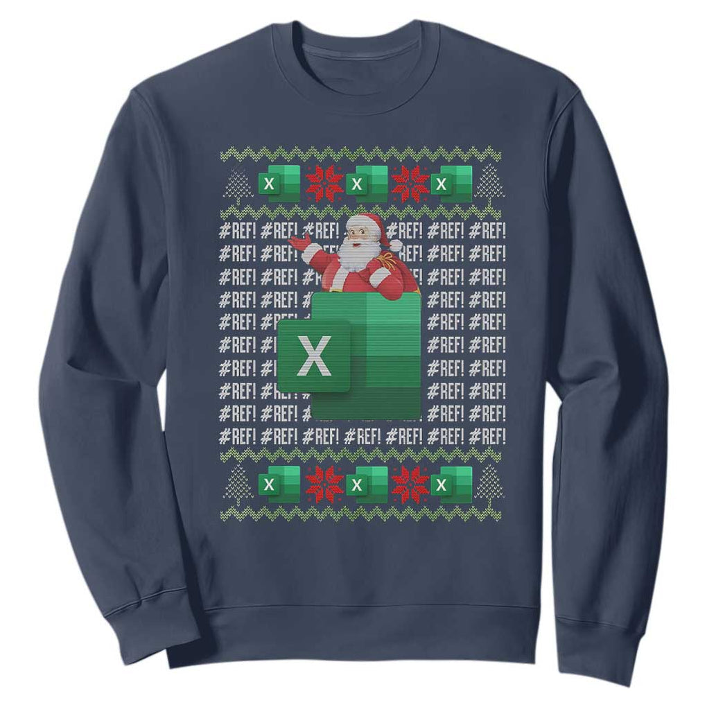 Funny Christmas Accountant Sweatshirt Excel REF Error Spreadsheet Santa Gift TS02 Navy Print Your Wear