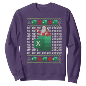 Funny Christmas Accountant Sweatshirt Excel REF Error Spreadsheet Santa Gift TS02 Purple Print Your Wear
