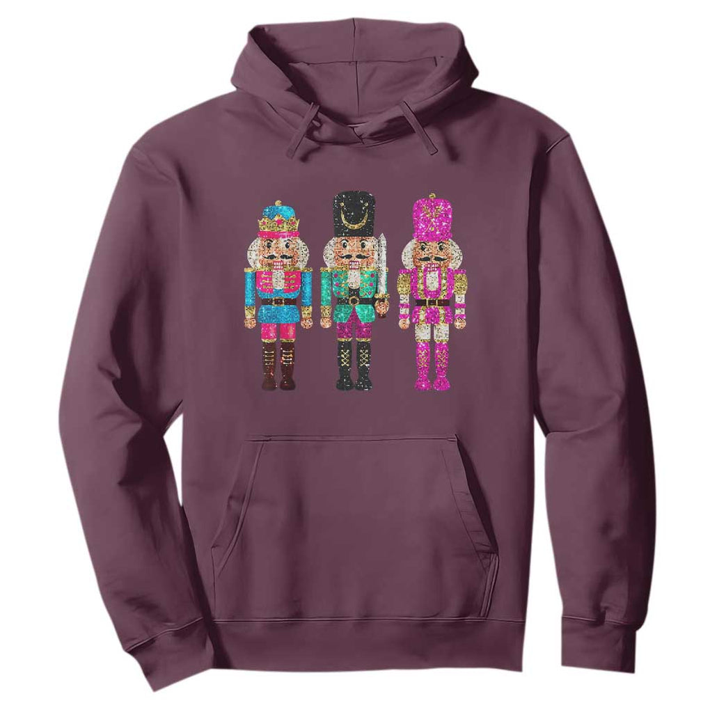 Christmas Nutcracker Hoodie Sequin Sparklle Festive Xmas Vintage TS02 Maroon Print Your Wear