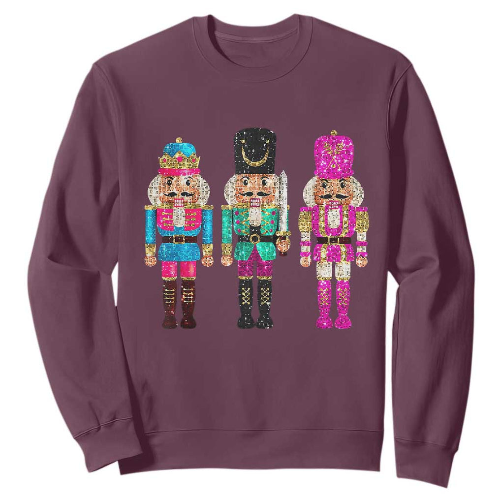 Christmas Nutcracker Sweatshirt Sequin Sparklle Festive Xmas Vintage TS02 Maroon Print Your Wear