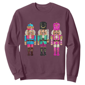 Christmas Nutcracker Sweatshirt Sequin Sparklle Festive Xmas Vintage TS02 Maroon Print Your Wear