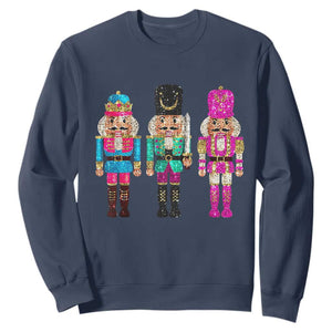 Christmas Nutcracker Sweatshirt Sequin Sparklle Festive Xmas Vintage TS02 Navy Print Your Wear
