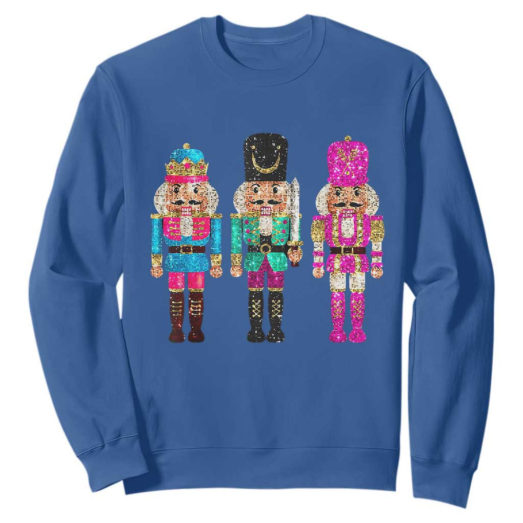 Christmas Nutcracker Sweatshirt Sequin Sparklle Festive Xmas Vintage TS02 Royal Blue Print Your Wear